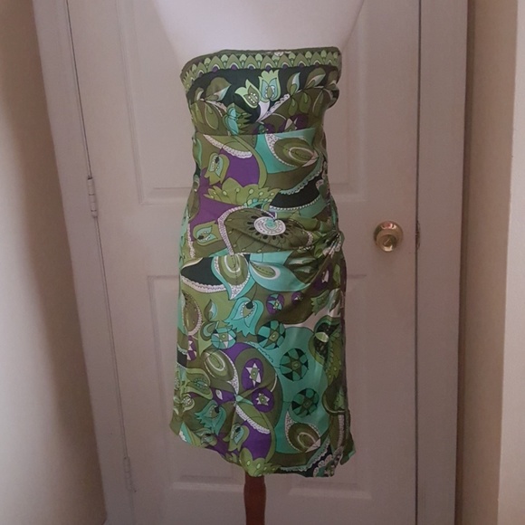 Laundry by Shelli Segal 100% silk, green, size 2 - Picture 6 of 8